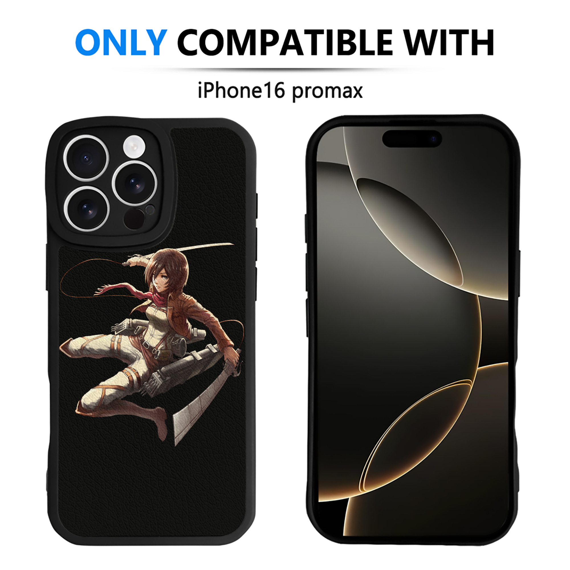 （画像用） 進撃の巨人 ミカサ·アッカーマン Attack on Titan Mikasa Ackerman 【iPhone 16シリーズ対応】シリコンスマホケース（レザー調） 材質：シリコン